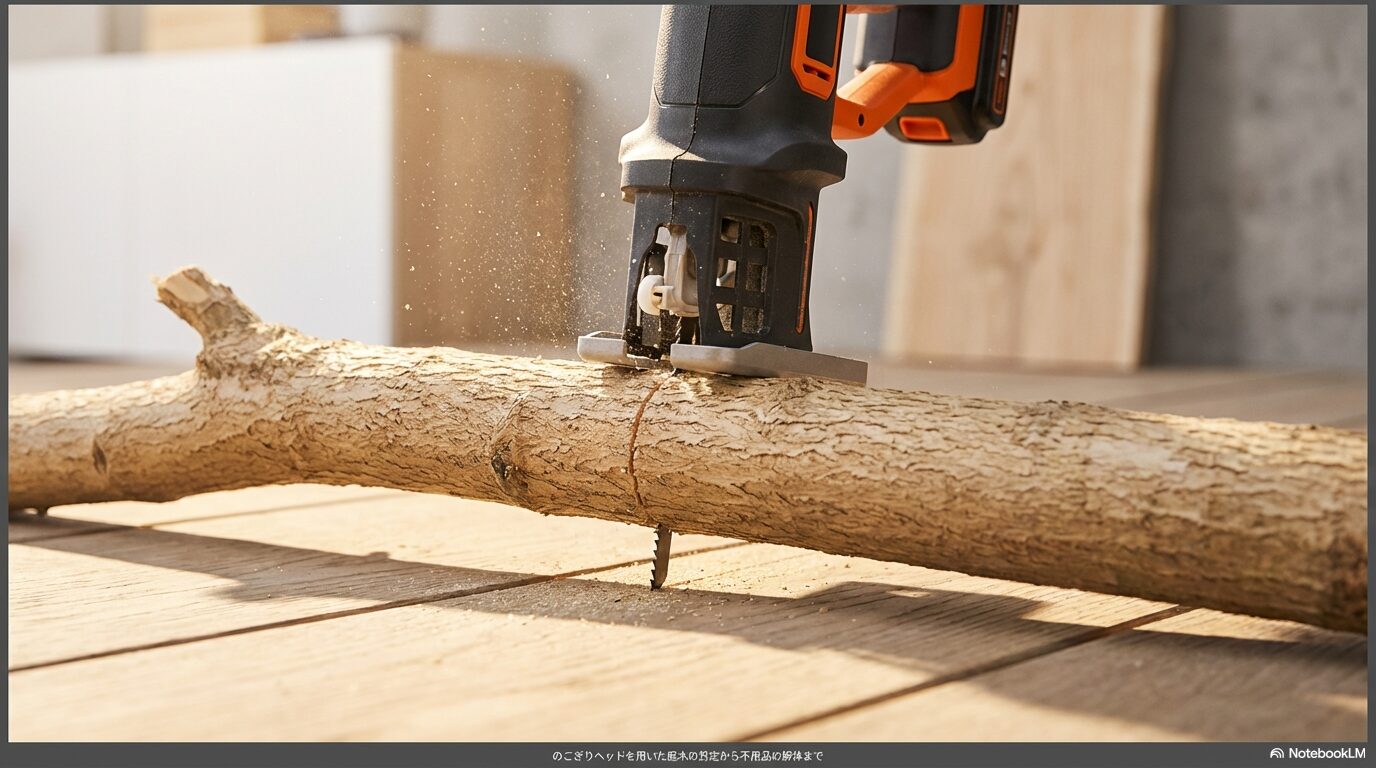 のこぎりヘッドを用いた庭木の剪定から不用品の解体まで