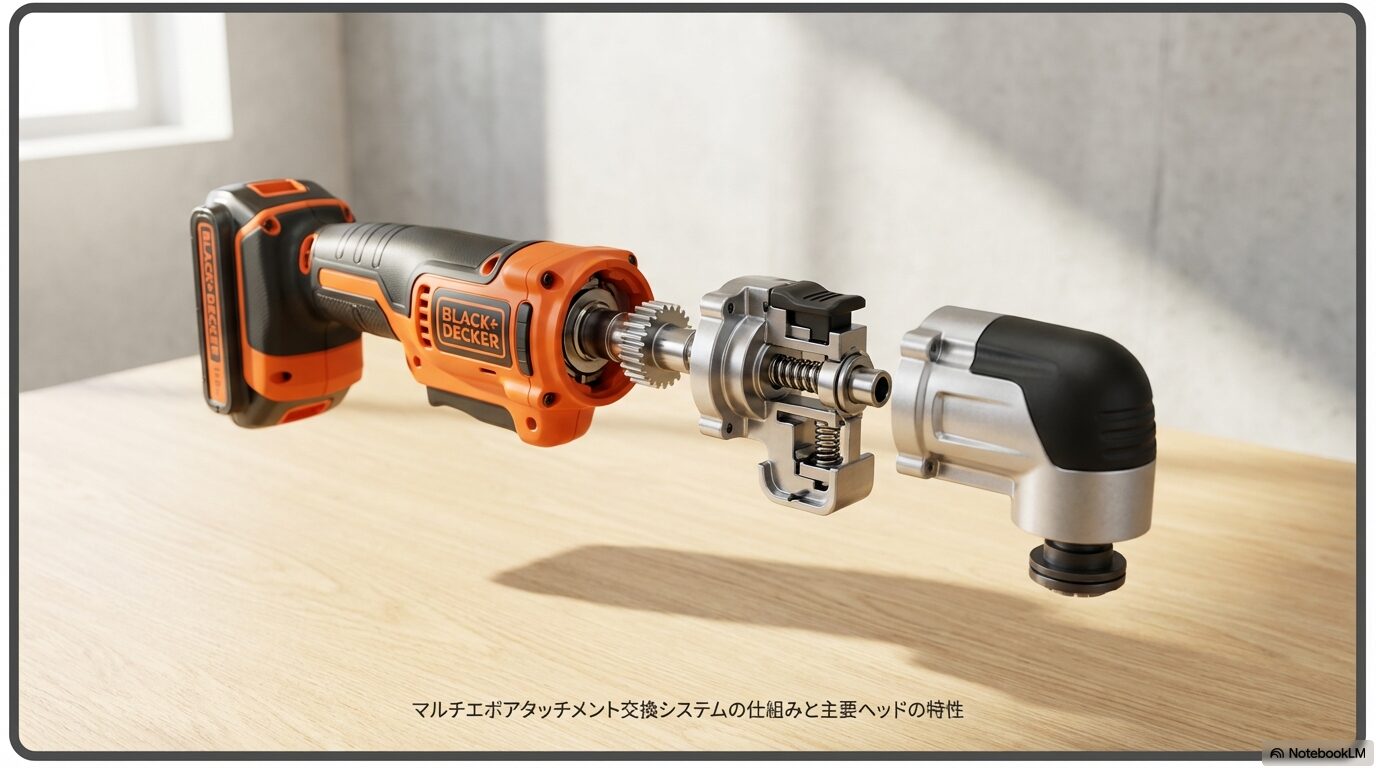 マルチエボアタッチメント交換システムの仕組みと主要ヘッドの特性