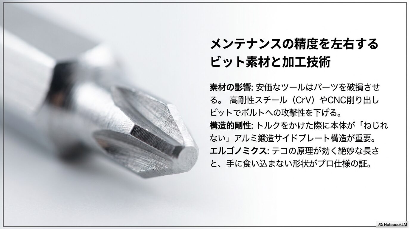 メンテナンスの精度を左右するビット素材と加工技術の見極め方