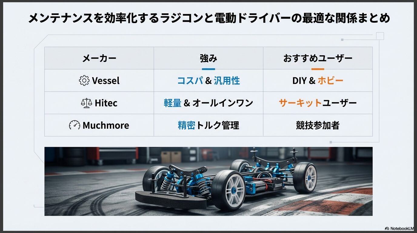 メンテナンスを効率化するラジコンと電動ドライバーの最適な関係まとめ