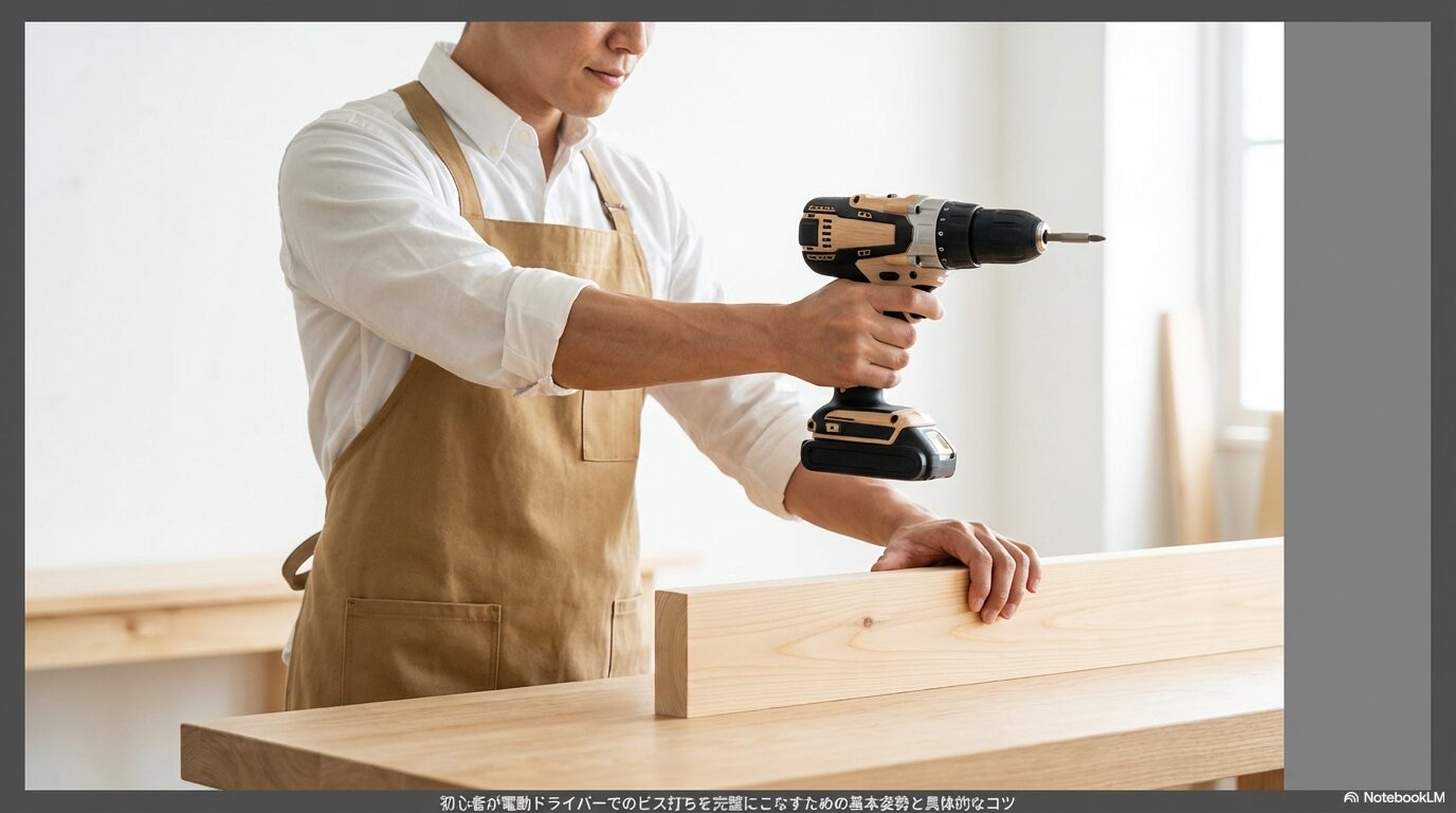 初心者が電動ドライバーでのビス打ちを完璧にこなすための基本姿勢と具体的なコツ