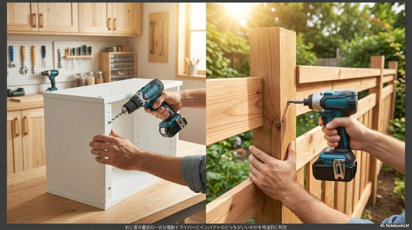 初心者の最初の一台は電動ドライバーとインパクトのどっちがいいのかを用途別に判定