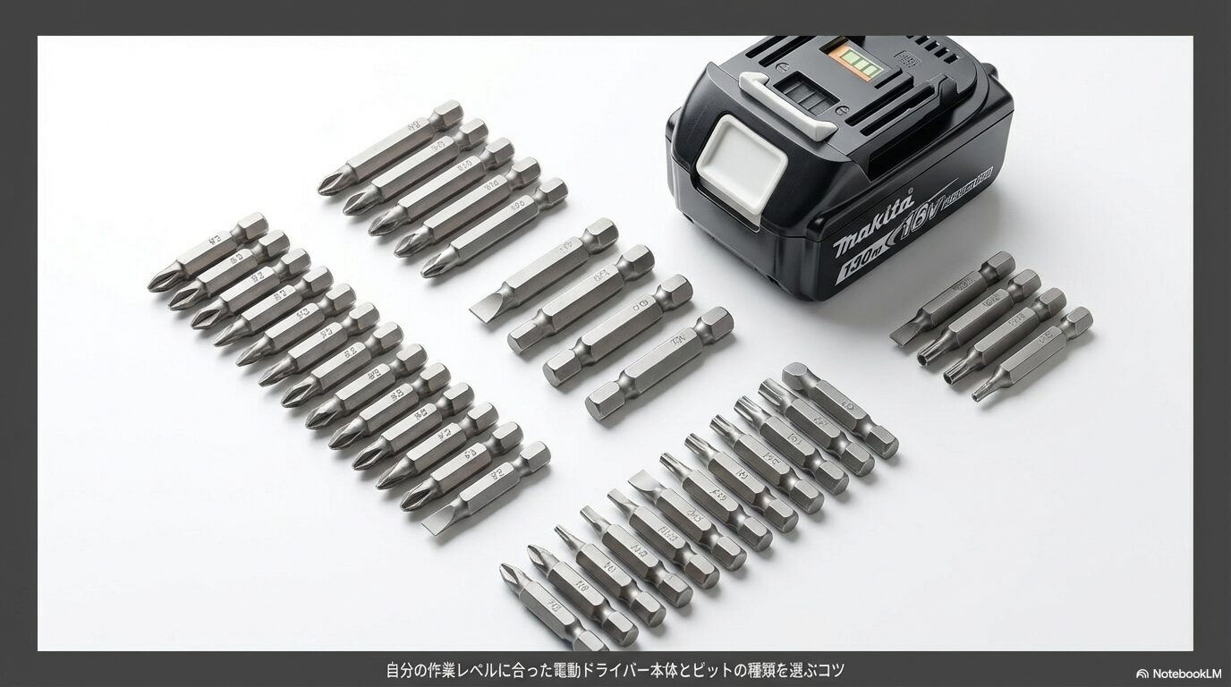 自分の作業レベルに合った電動ドライバー本体とビットの種類を選ぶコツ