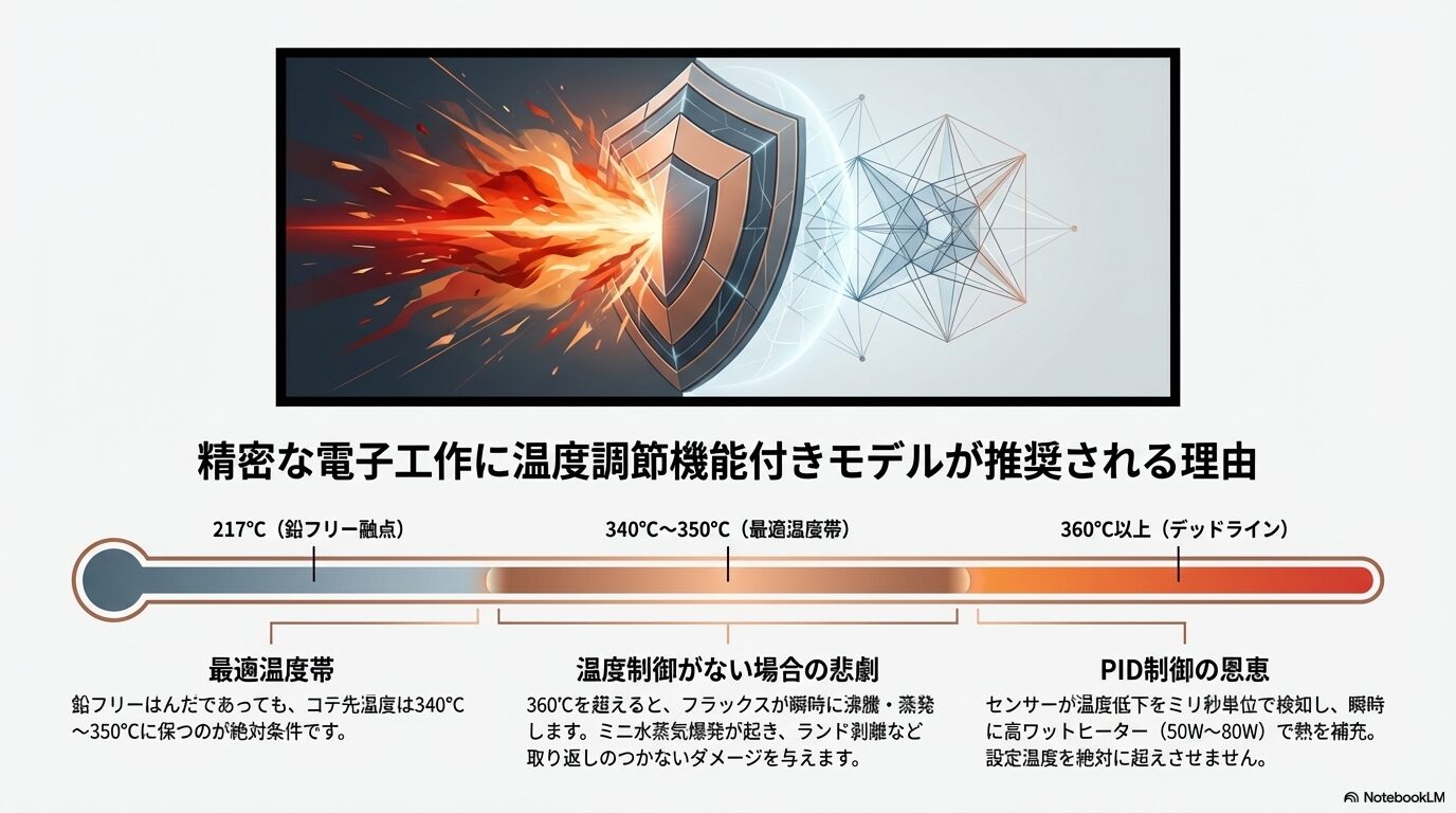 精密な電子工作に温度調節機能付きモデルが推奨される理由