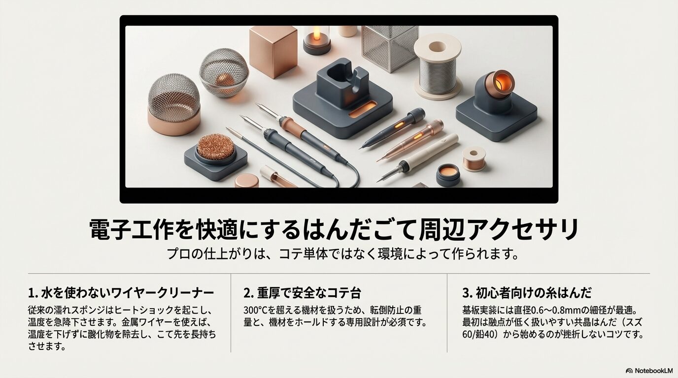 電子工作を快適にするはんだごて周辺アクセサリ