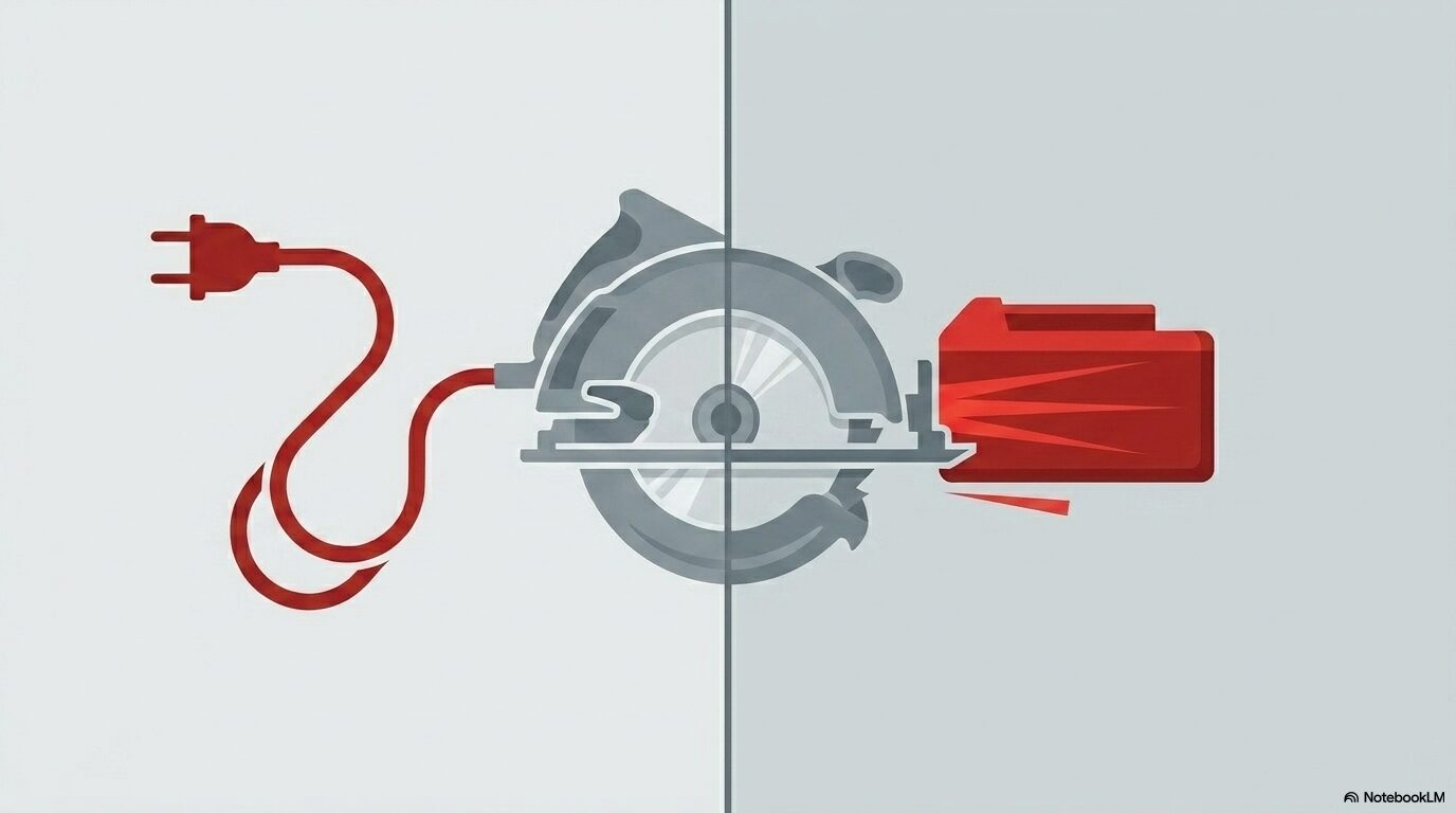 100V電源モデルと18Vコードレスモデルの駆動方式による違いを比較