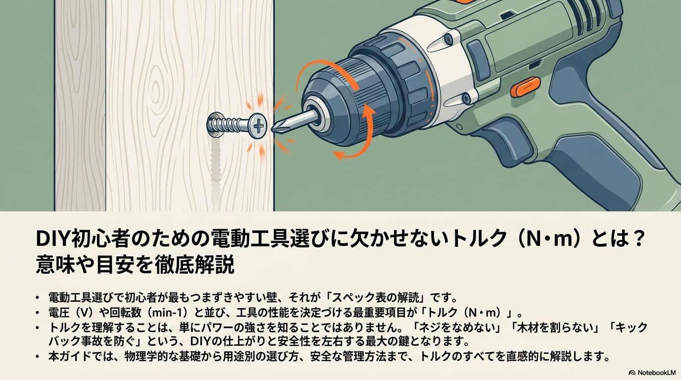 DIY初心者のための電動工具選びに欠かせないトルク（N・m）とは？意味や目安を徹底解説