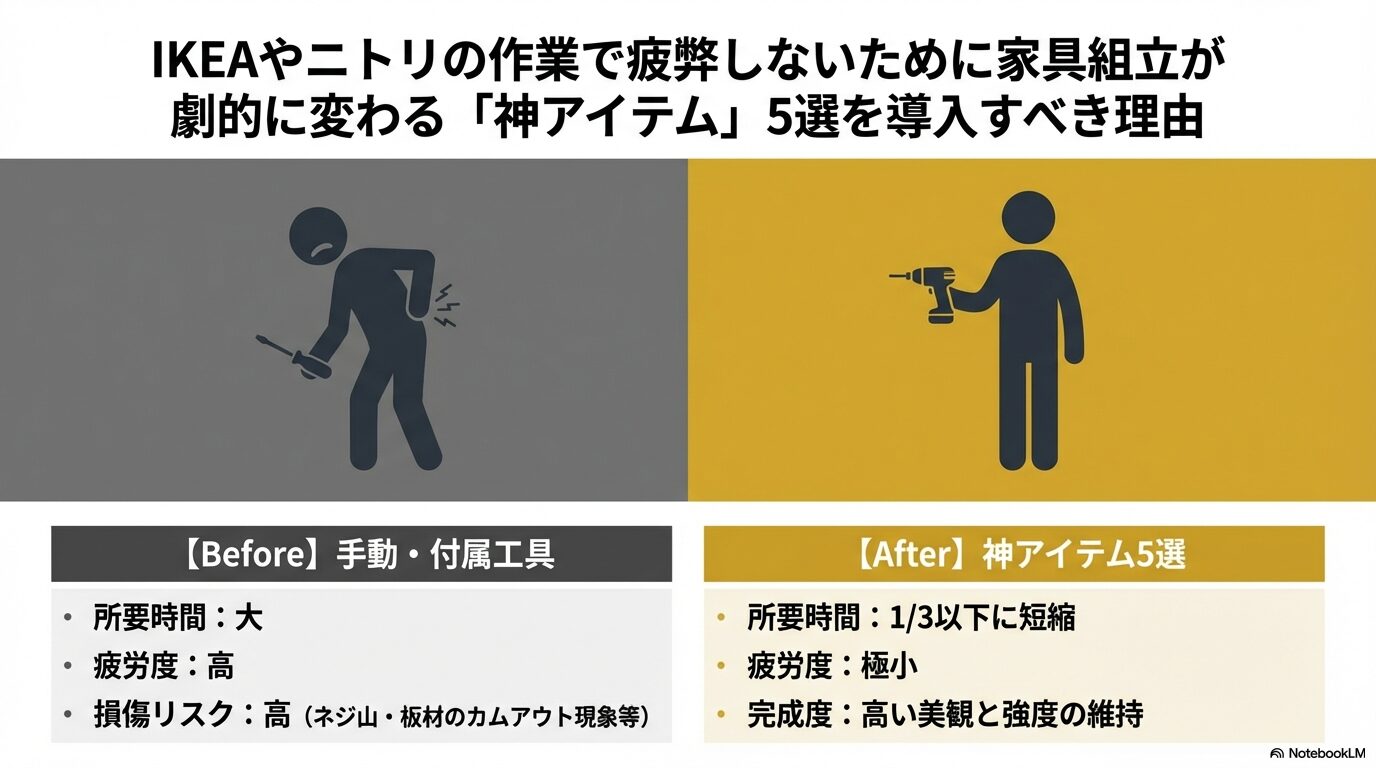 IKEAやニトリの作業で疲弊しないために家具組立が劇的に変わる「神アイテム」5選を導入すべき理由