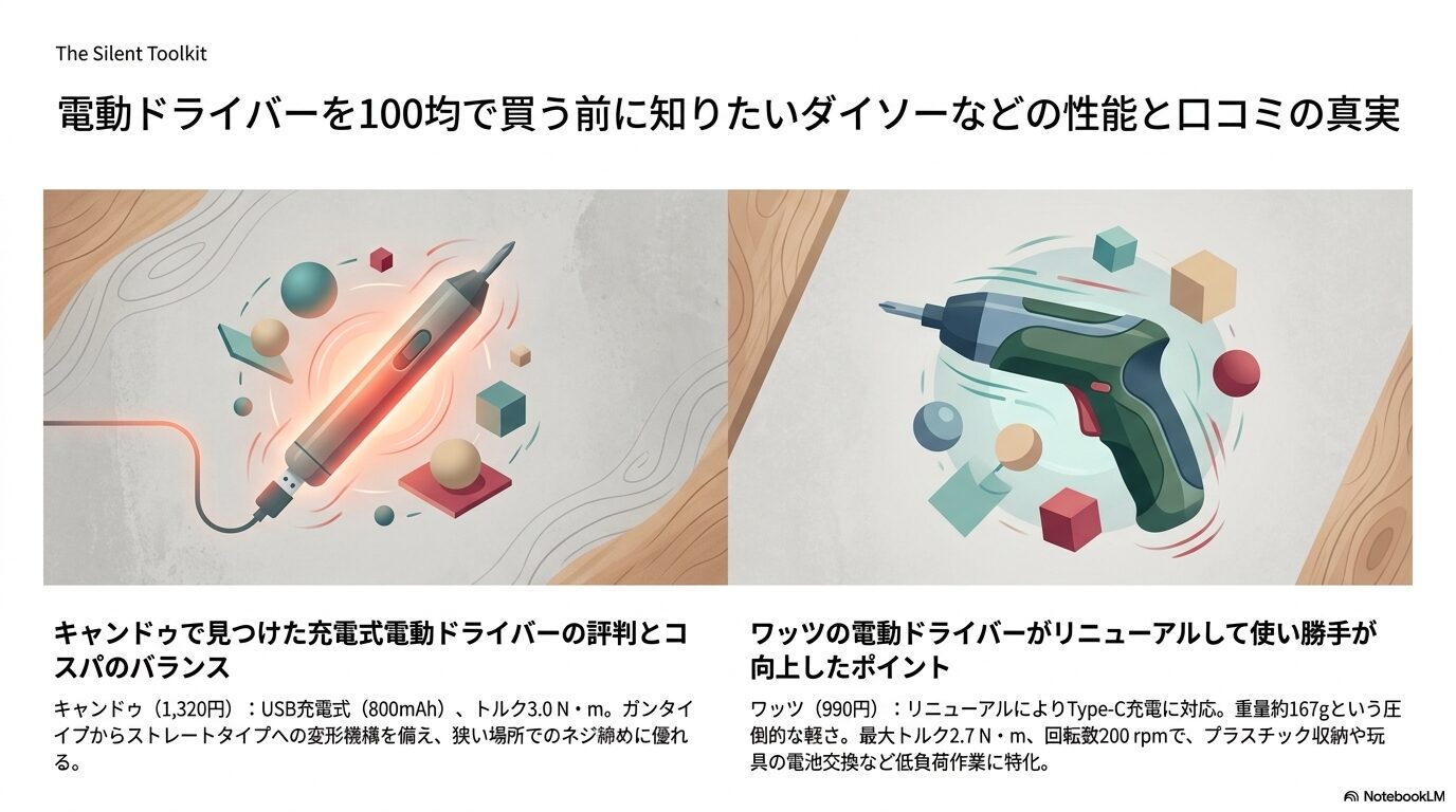 ダイソーで購入できる電動ドライバーのスペックと家具組み立てへの適性