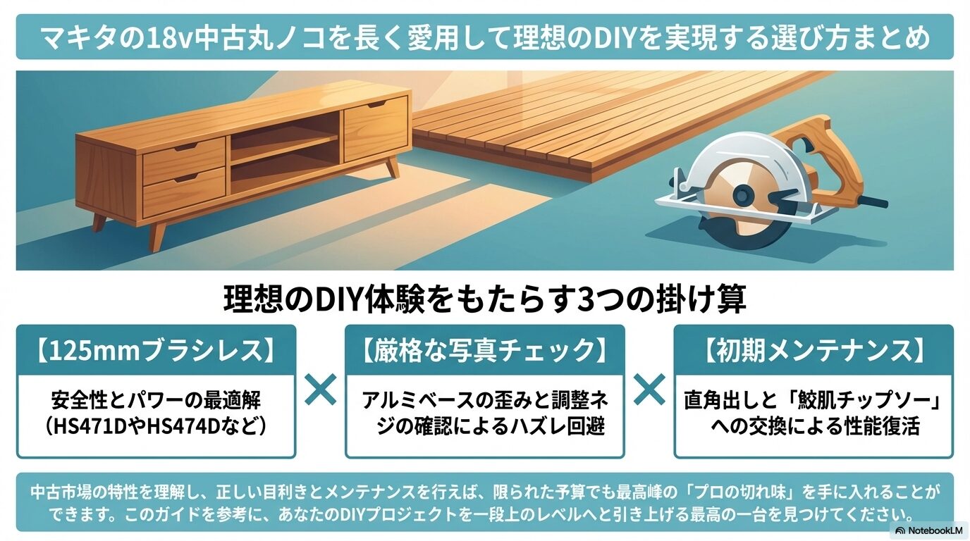 マキタの18v中古丸ノコを長く愛用して理想のDIYを実現する選び方まとめ