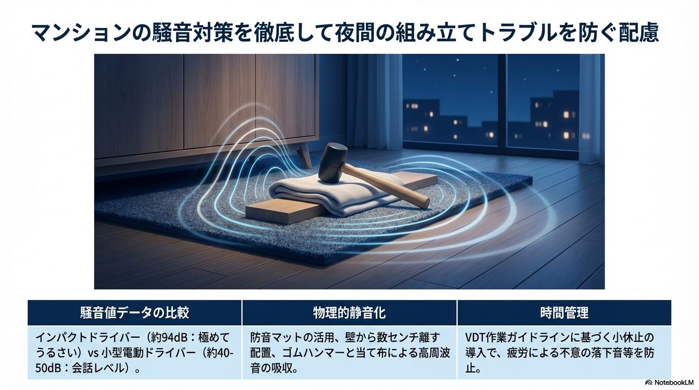 マンションの騒音対策を徹底して夜間の組み立てトラブルを防ぐ配慮