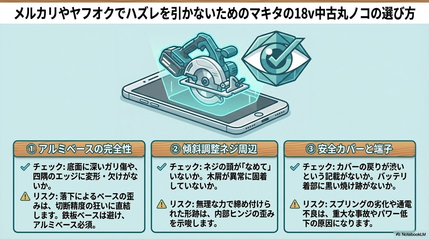 メルカリやヤフオクでハズレを引かないためのマキタの18v中古丸ノコの選び方