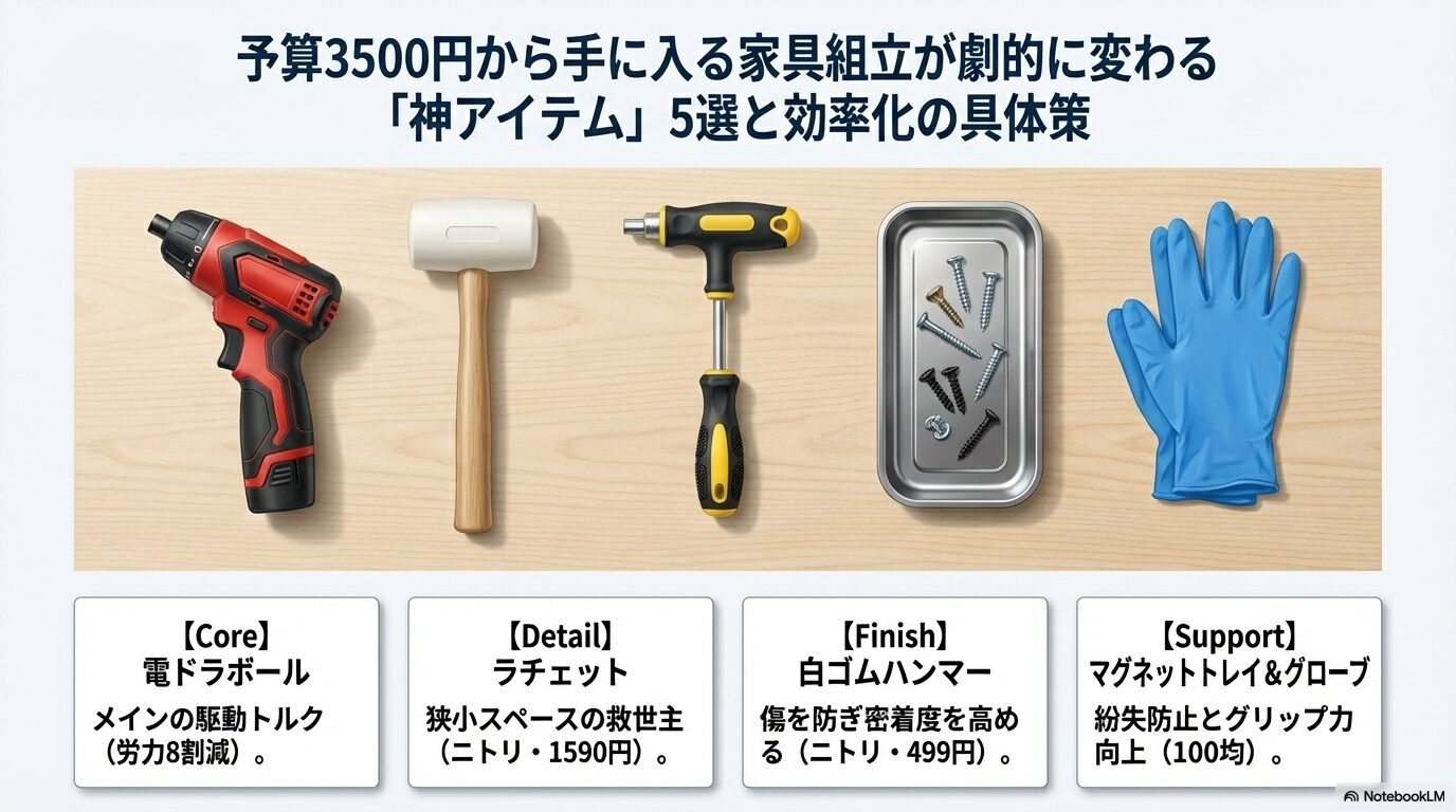 予算3500円から手に入る家具組立が劇的に変わる「神アイテム」5選と効率化の具体策