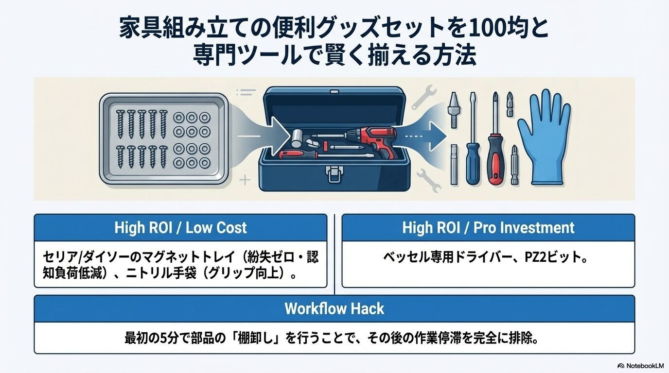 家具組み立ての便利グッズセットを100均と専門ツールで賢く揃える方法