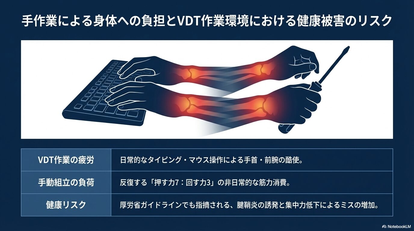 手作業による身体への負担とVDT作業環境における健康被害のリスク