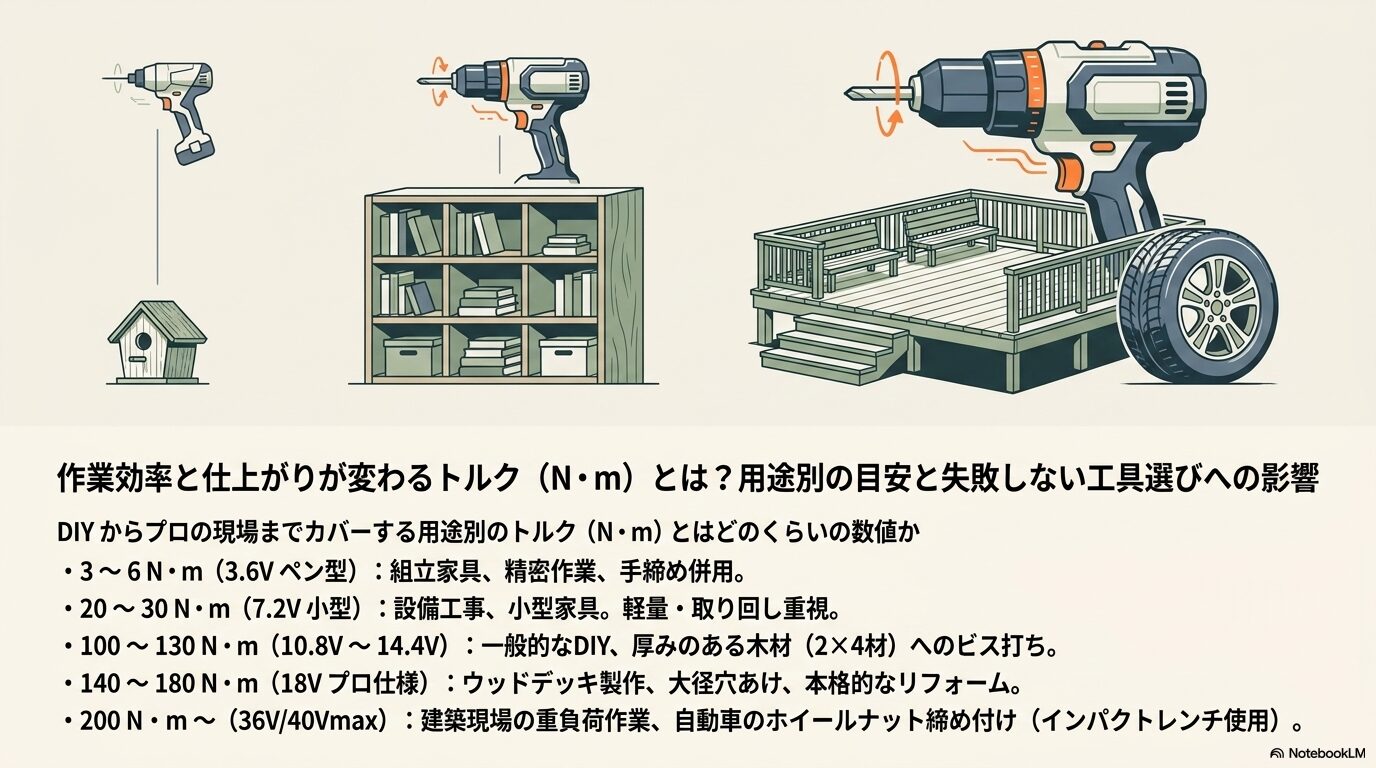 自分の作業に必要なトルク（N・m）とは？スペック不足を防ぐための考え方