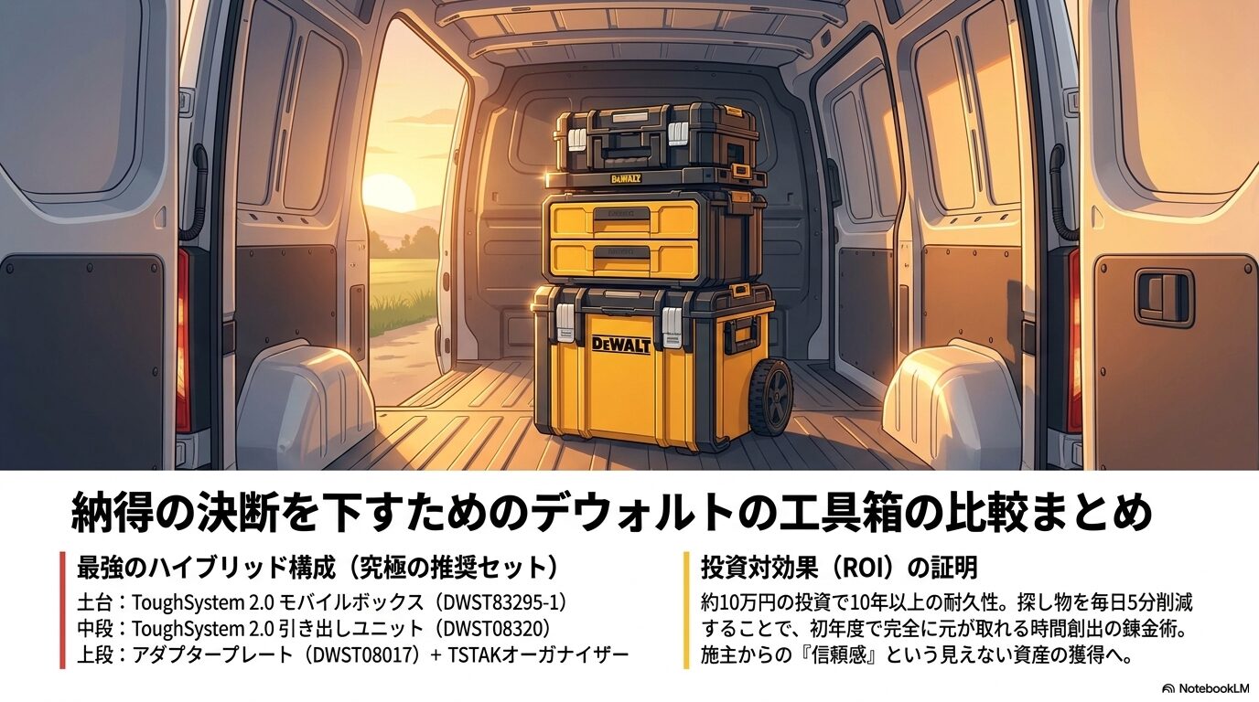 納得の決断を下すためのデウォルトの工具箱の比較まとめ