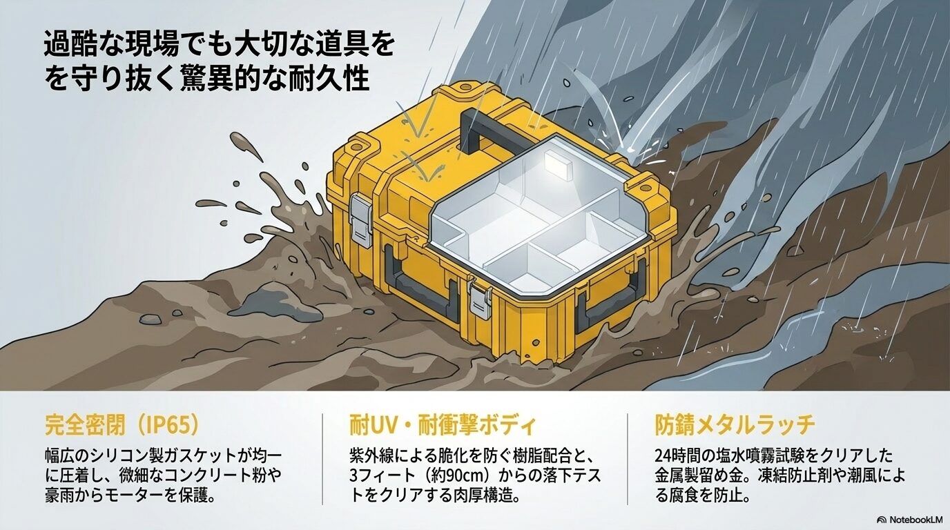 過酷な現場でも大切な道具を守り抜く驚異的な耐久性